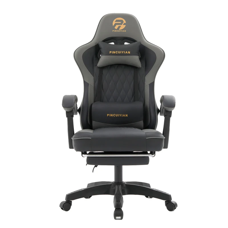 Ergonomic Gaming Chair with Adjustable Lumbar Support, Ideal Computer Seat for Home Offices, Gaming Setups, 25"L x 25"W x 51"H, Gray