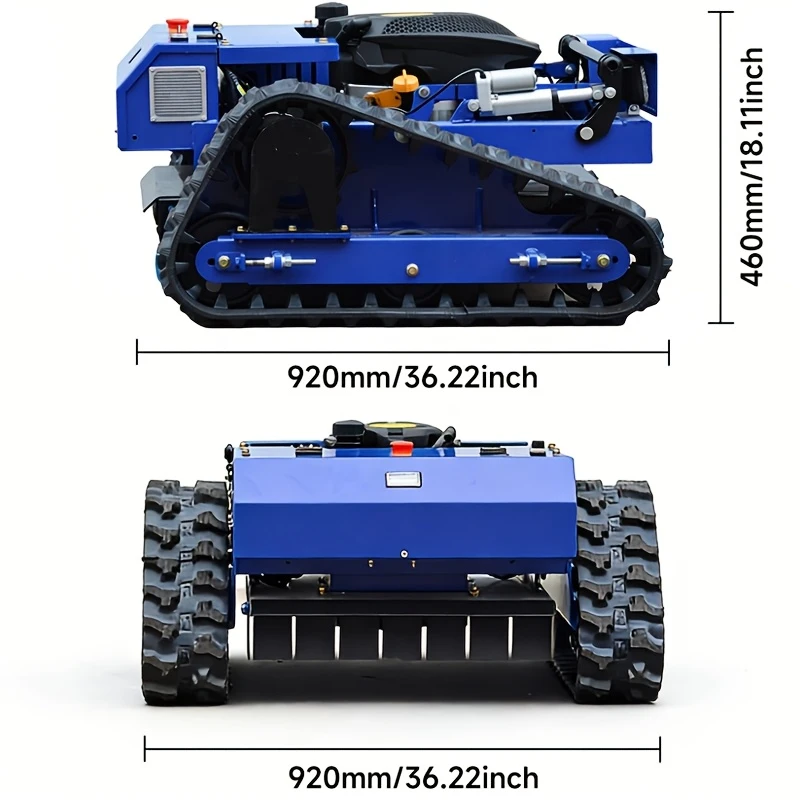 7.5-HP 225cc Gasoline RC Lawn Mower with EPA Engine, Industrial Grass Cutter for Steep Slopes, 36.22 " L x 36.22" W x 18.11" H, Antique Blue