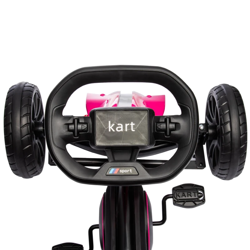 Aosom Kids Pedal Go Kart W/ Adjustable Seat, Swing Axle, Pink