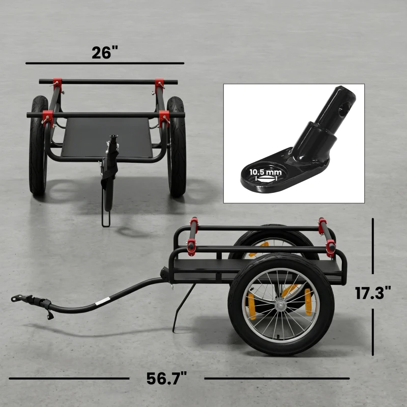 Soozier 2-In-1 Bike Cargo Trailer & Wagon Cart, Multi-Use Bicycle Trailer with Quick Release 16" Pneumatic Wheels, Kickstand