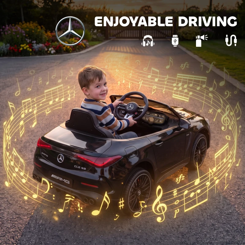 Qaba 12V Electric Car for Kids Licensed Mercedes AMG CLE 53 with Remote, Suspension, Lights, Music for 37-72 Months, Black