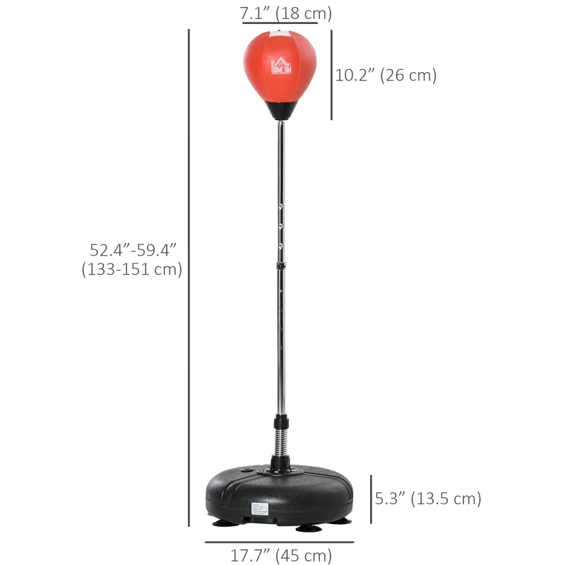 Soozier Reflex Bag with Stand, Freestanding Punching Bag Set with Speedball and Gloves, 52.4" -59.4" Adjustable Height