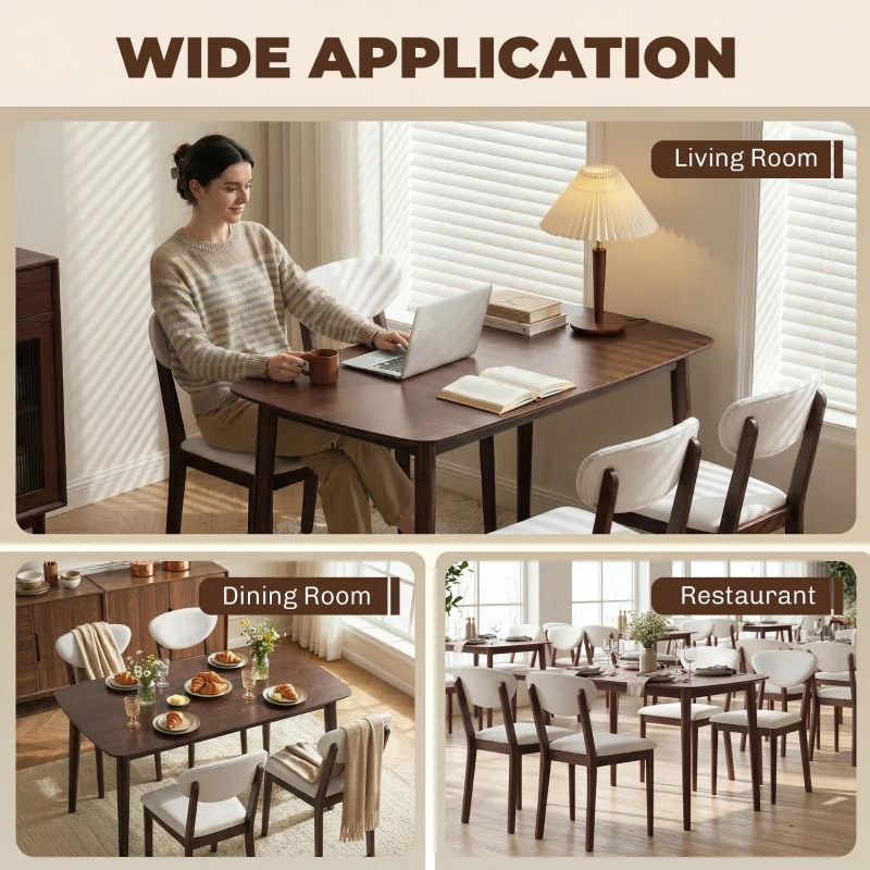 HOMCOM 5-Piece Dining Table Set for 4, Mid-Century Modern Kitchen Table and Chairs, Cream White