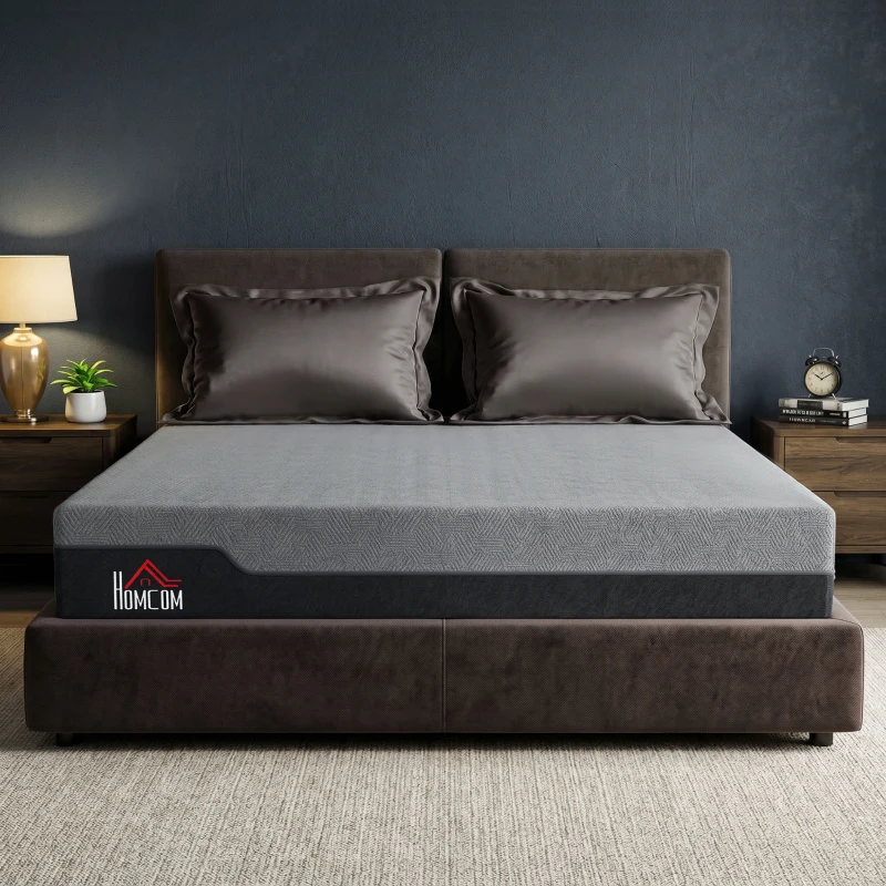 HOMCOM King Mattress, 12 Inch Memory Foam Mattress for Pressure Relief, Graphene Gel Cooling Copper Bed in a Box, Made in USA