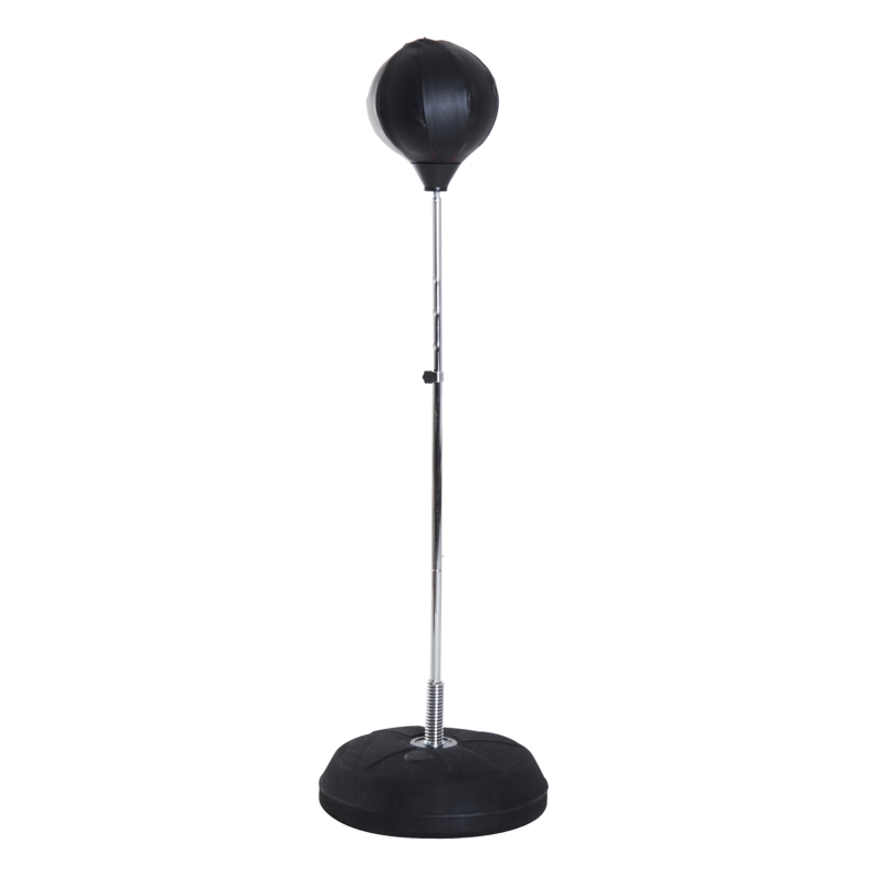 Soozier Boxing Bag with Stand, Freestanding Punching Bag with 49.6"-56.7" Adjustable Height, Fillable Base, Pump, Gloves, Black
