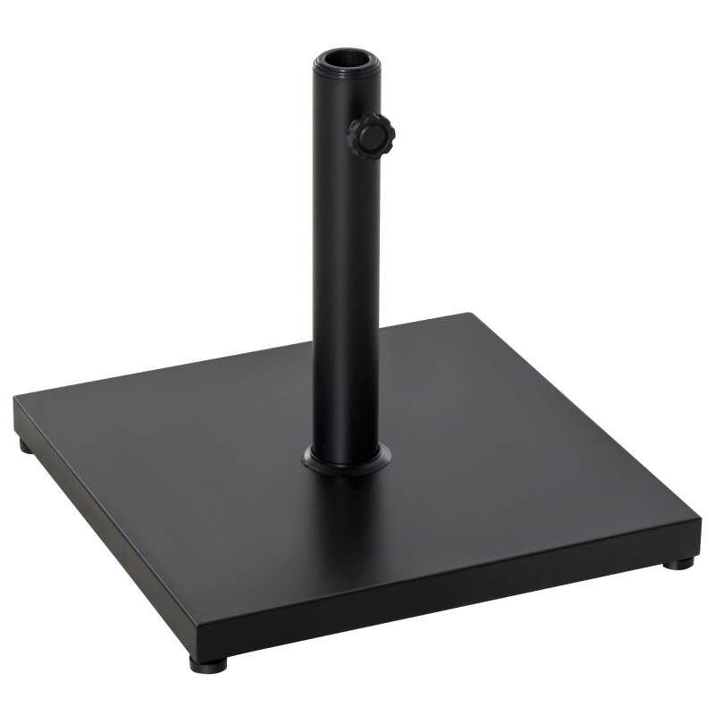 Outsunny 40 lbs Steel Square Umbrella Base Stand w/ Adjustable Knob Parasol Stand Garden Patio Outdoor Home, Black