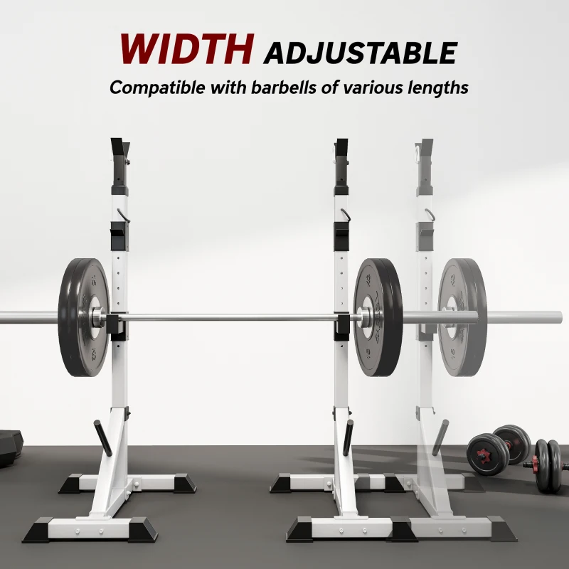 Soozier Pair of Adjustable Squat Rack Standard 53.5"-69.25" Barbell Rack Stand 440lbs Capacity, 2" Steel Heavy Duty Bench Press Rack, Support 3 Sets Barbells Storage