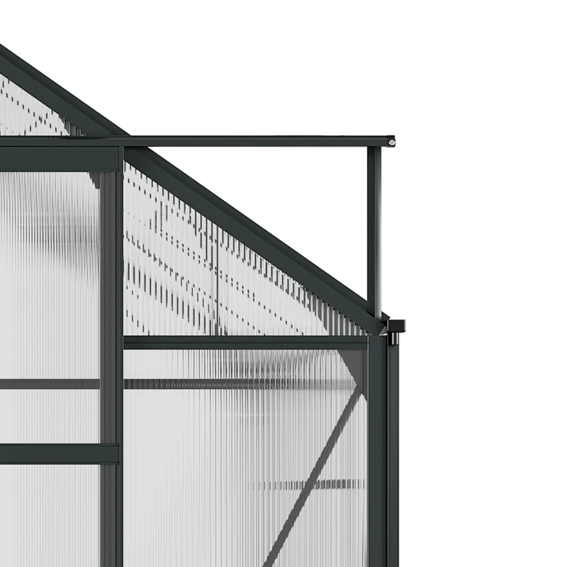 Outsunny Greenhouse Kit with Rooftop vent, PC Board and Sliding Door, 6.2' x 8.3' x 6.6' Garden Greenhouse, Grey