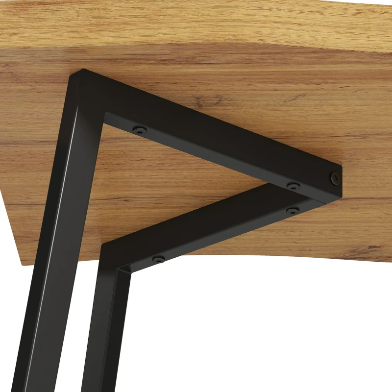 HOMCOM Coffee Table Curved Thick Top Living Room Accent Table Black Metal Legs, 39.4" x 19.7" x 17.7", Oak