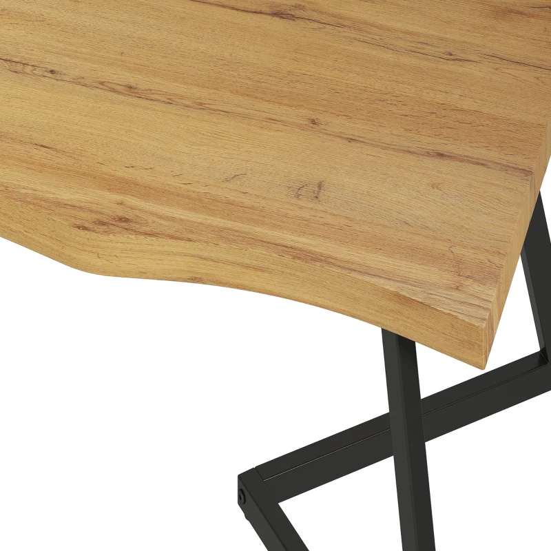 HOMCOM Coffee Table Curved Thick Top Living Room Accent Table Black Metal Legs, 39.4" x 19.7" x 17.7", Oak