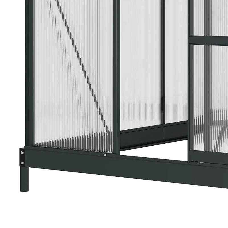 Outsunny Greenhouse Kit with Rooftop vent, PC Board and Sliding Door, 6.2' x 8.3' x 6.6' Garden Greenhouse, Grey