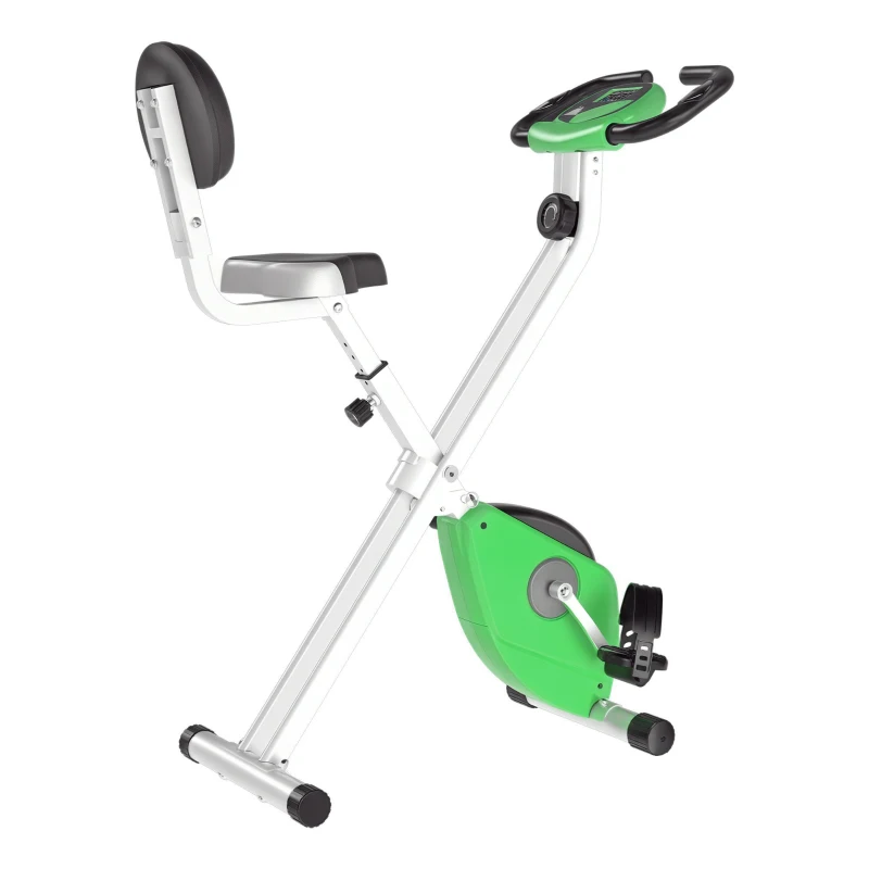 Soozier Foldable Indoor Stationary Bike with 8 Levels of Magnetic Resistance, Exercise Bike for Cardio Workout, Green