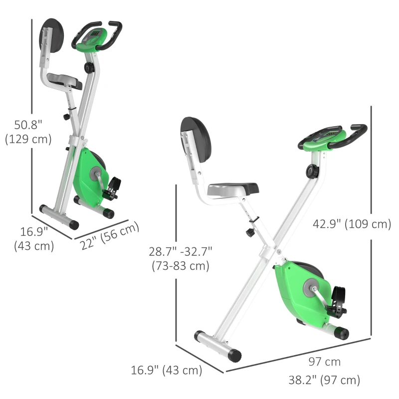 Soozier Foldable Indoor Stationary Bike with 8 Levels of Magnetic Resistance, Exercise Bike for Cardio Workout, Green