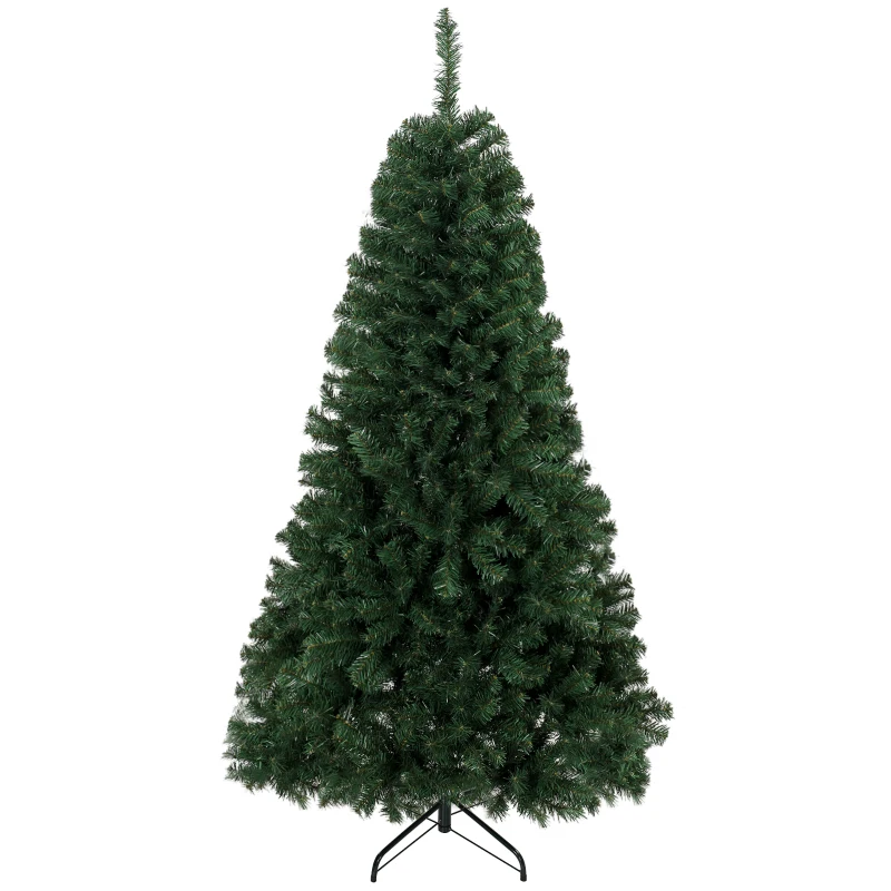 HOMCOM 6 ft Artificial Christmas Tree, Norway Spruce Tree, Hinged Xmas Tree with Metal Stand