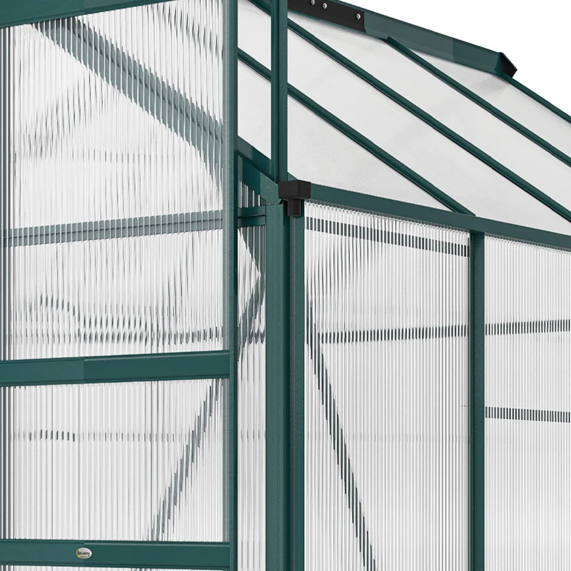 Outsunny 6.2' x 8.3' x 6.6' Clear Polycarbonate Greenhouse, Large Walk-In Green House w/ Slide Door