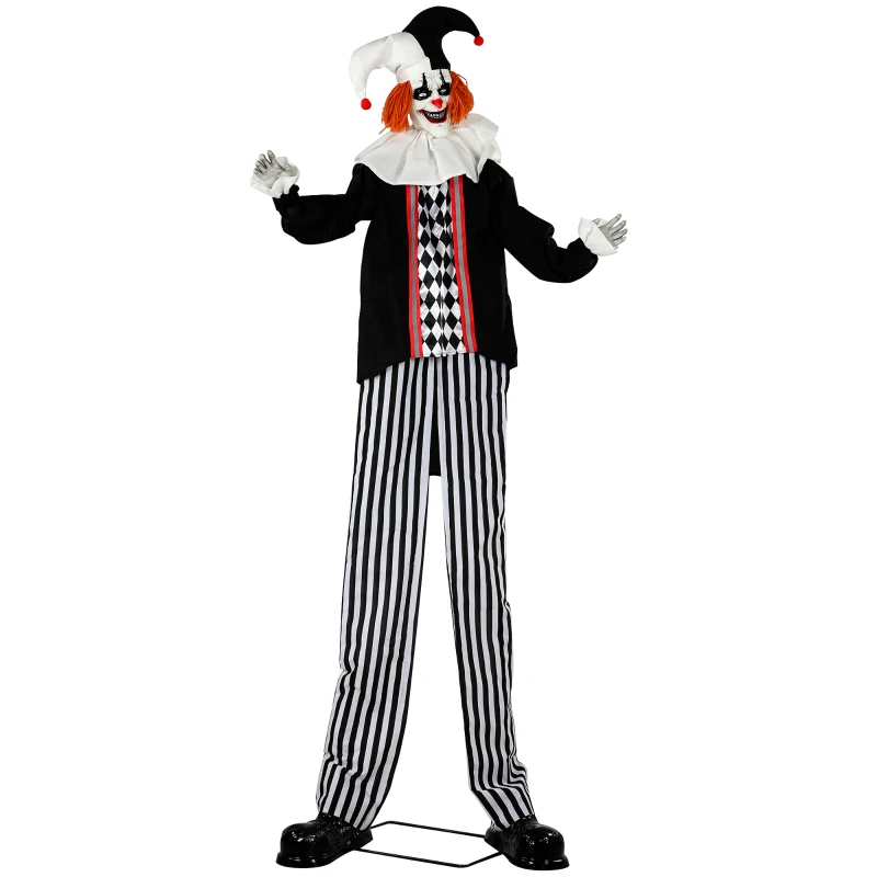HOMCOM Large Animated Clown Halloween Decorations with Sound Touch Activated, Light Up Eyes, Animated Prop