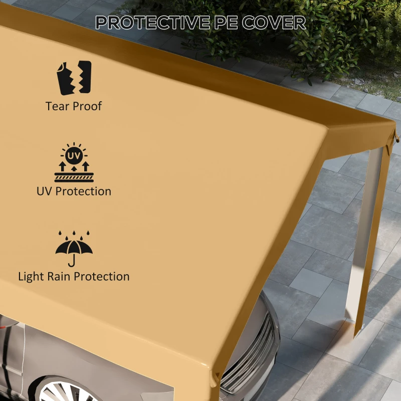 Outsunny 10 x 20ft Carport Roof, UV Resistant Canopy Replacement, Fits 84C-378V00 and 84C-206 Series, Beige