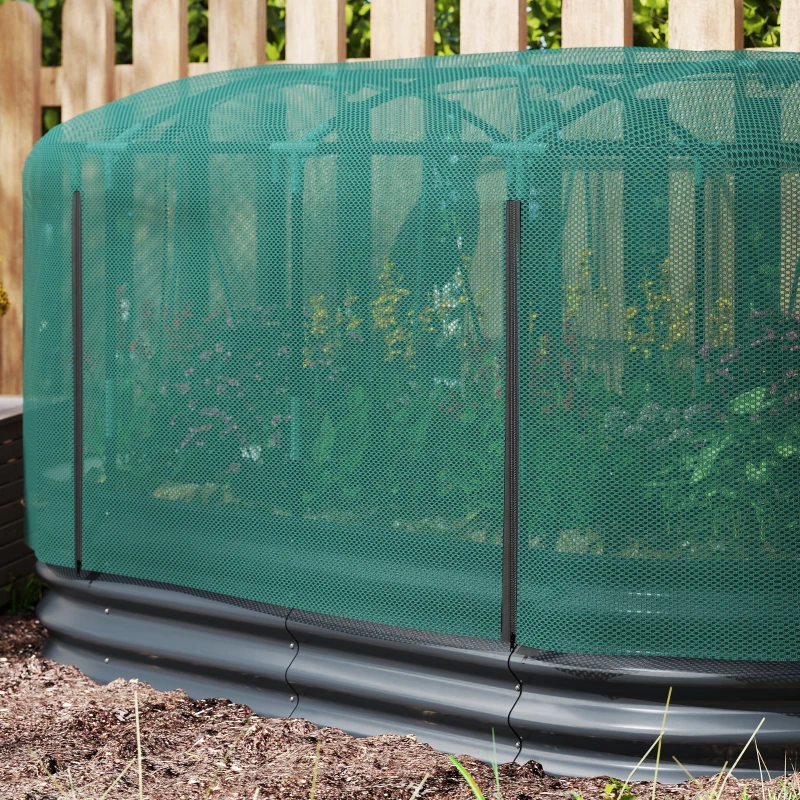 Outsunny Galvanized Raised Garden Bed with Crop Cage and Watering System, 6' x 3' Outdoor Planter Box, Dark Grey