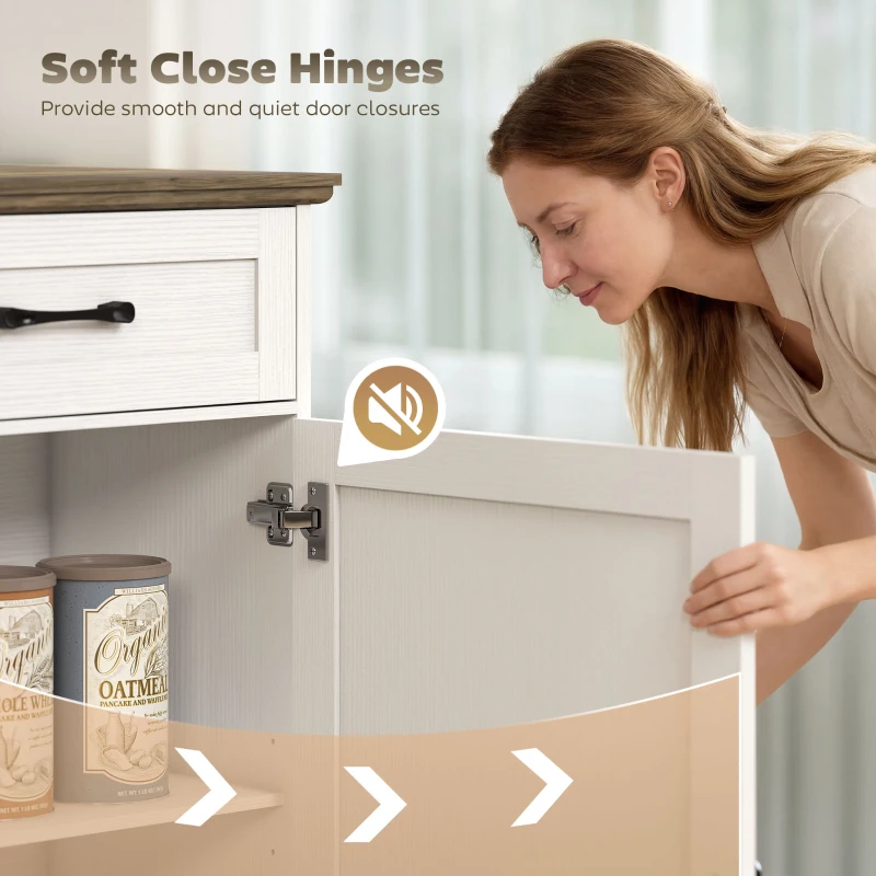 HOMCOM Kitchen Island with Sitting Space, Sideboard Cabinet with 2 Drawers and 2 Adjustable Shelves for Dining Room, White