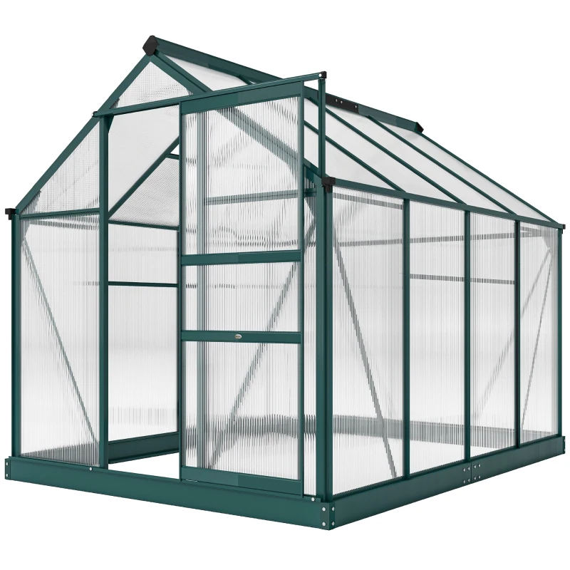Outsunny 6.2' x 8.3' x 6.6' Clear Polycarbonate Greenhouse, Large Walk-In Green House w/ Slide Door