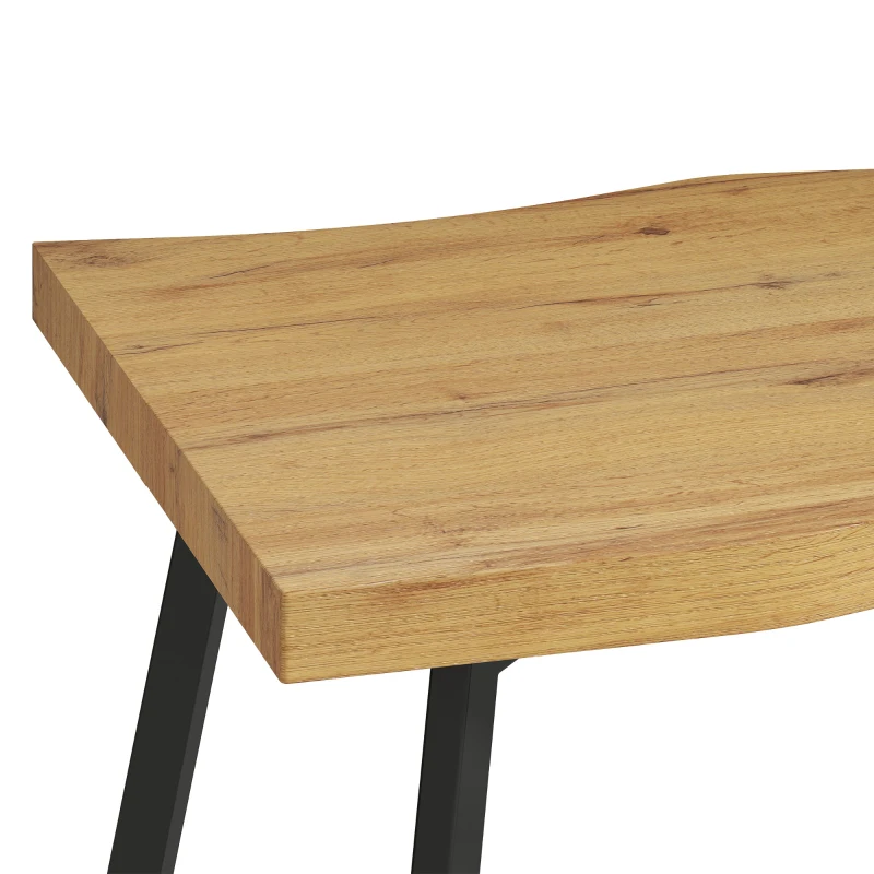 HOMCOM Coffee Table Curved Thick Top Living Room Accent Table Black Metal Legs, 39.4" x 19.7" x 17.7", Oak