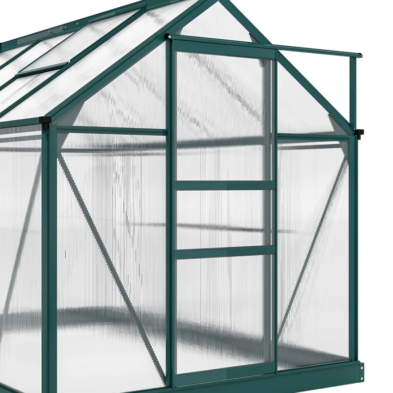 Outsunny 6.2' x 8.3' x 6.6' Clear Polycarbonate Greenhouse, Large Walk-In Green House w/ Slide Door