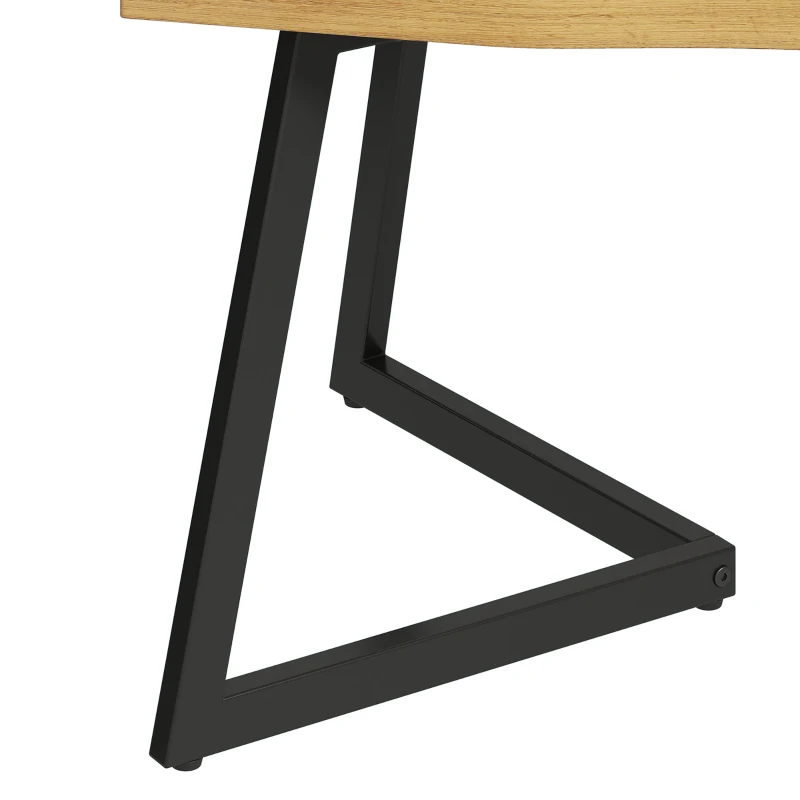 HOMCOM Coffee Table Curved Thick Top Living Room Accent Table Black Metal Legs, 39.4" x 19.7" x 17.7", Oak