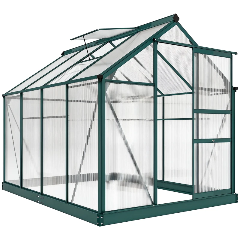 Outsunny 6.2' x 8.3' x 6.6' Clear Polycarbonate Greenhouse, Large Walk-In Green House w/ Slide Door