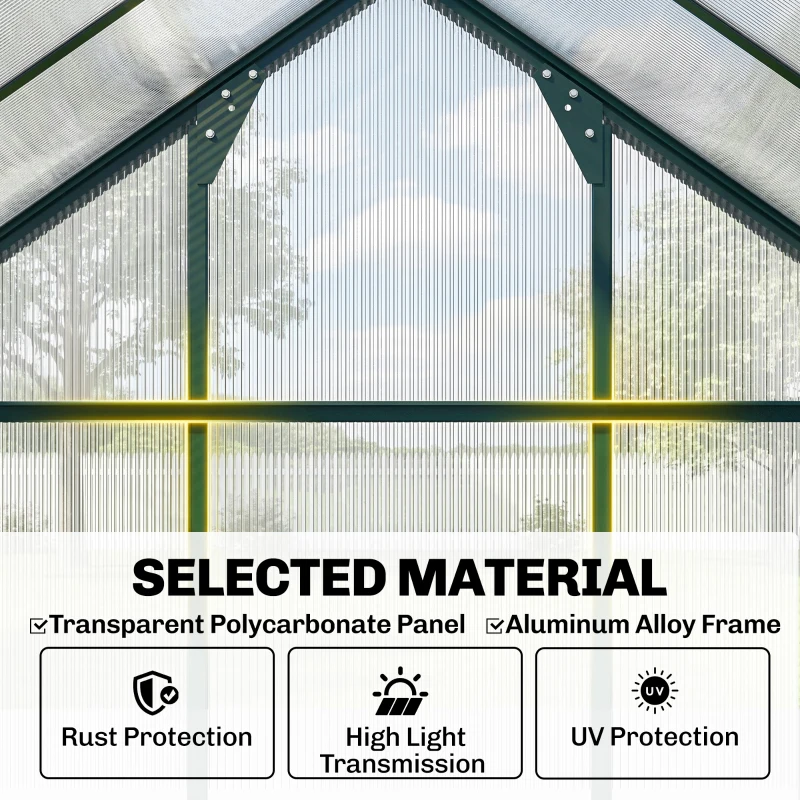 Outsunny 6.2' x 8.3' x 6.6' Clear Polycarbonate Greenhouse, Large Walk-In Green House w/ Slide Door