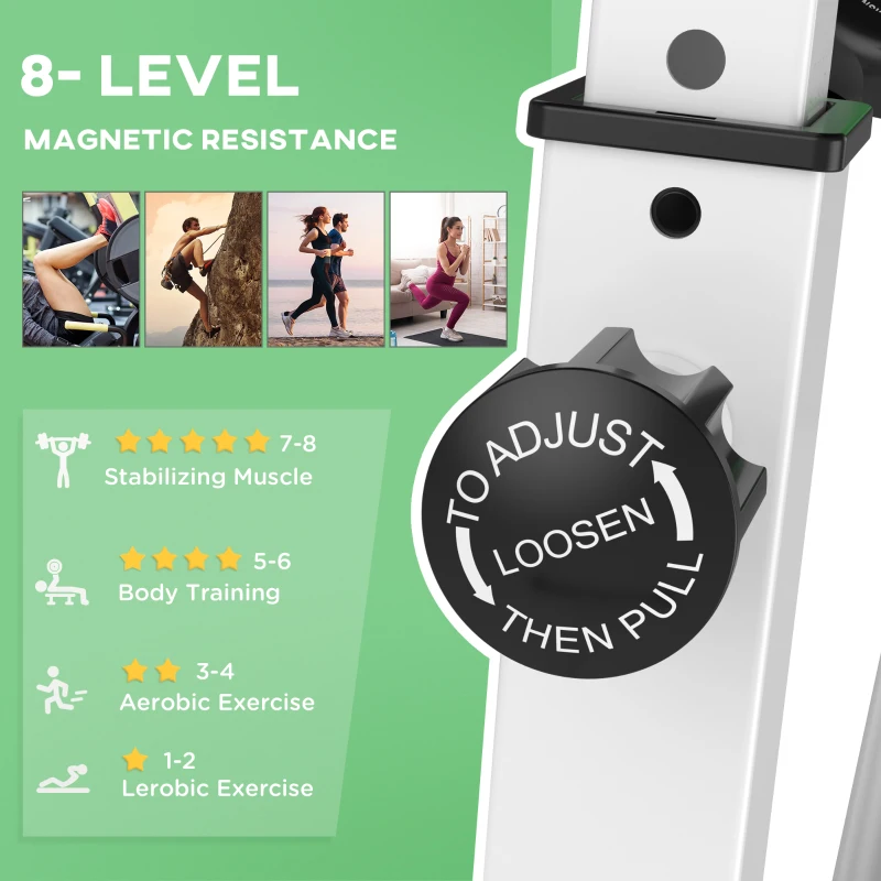 Soozier Foldable Indoor Stationary Bike with 8 Levels of Magnetic Resistance, Exercise Bike for Cardio Workout, Green