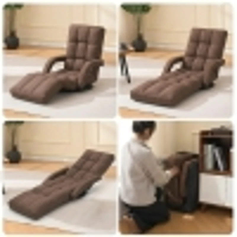 Swivel Gaming Chair with Adjustable Footrest, Ideal Floor Lounger for Living Room, Bedroom, or Gaming Setup, 20.5"L x 39.5"W x 26"H, Brown