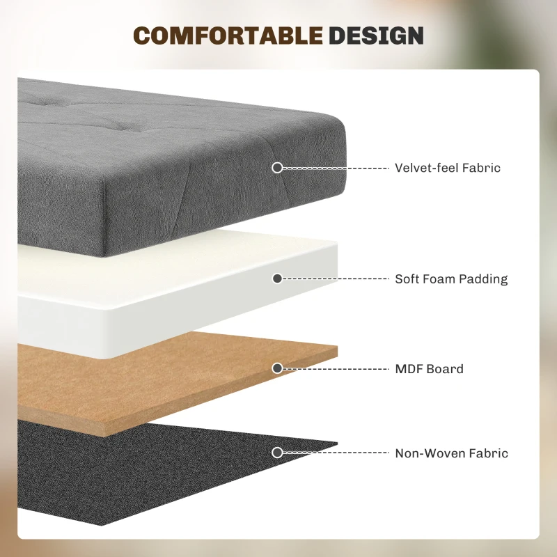 HOMCOM Storage Ottoman Bench, Velvet Upholstered Foldable Ottoman Footrest, Foot Stool with Wood Legs for Living Room, Bedroom