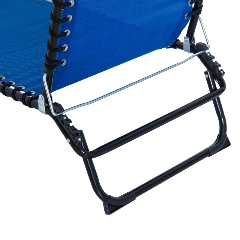 Outsunny Set of 2 Folding Chaise Lounge Chairs, Outdoor Sun Tanning Chairs with Reclining Back, Blue