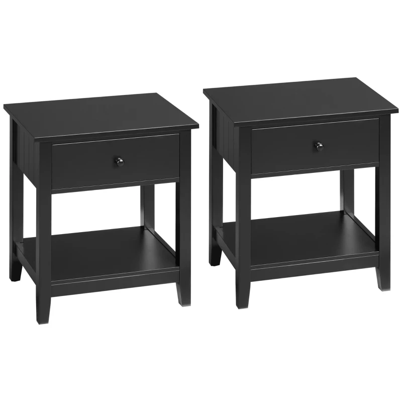 HOMCOM End Table, 2-tier Side Table with Drawer and Storage Shelf, Modern Sofa Side Table for Living Room, Gray