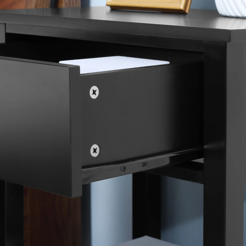 HOMCOM End Table, 2-tier Side Table with Drawer and Storage Shelf, Modern Sofa Side Table for Living Room, Gray