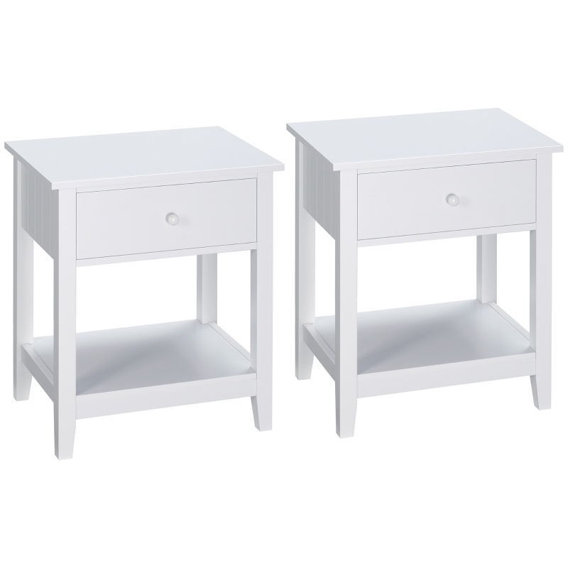HOMCOM End Table, 2-tier Side Table with Drawer and Storage Shelf, Modern Sofa Side Table for Living Room, Gray