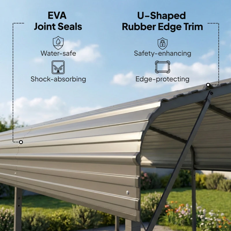 Outsunny 10 x 15FT Metal Carport, Heavy-Duty Carport Canopy with Reinforced Frame & Galvanized Steel Roof, Dark Grey