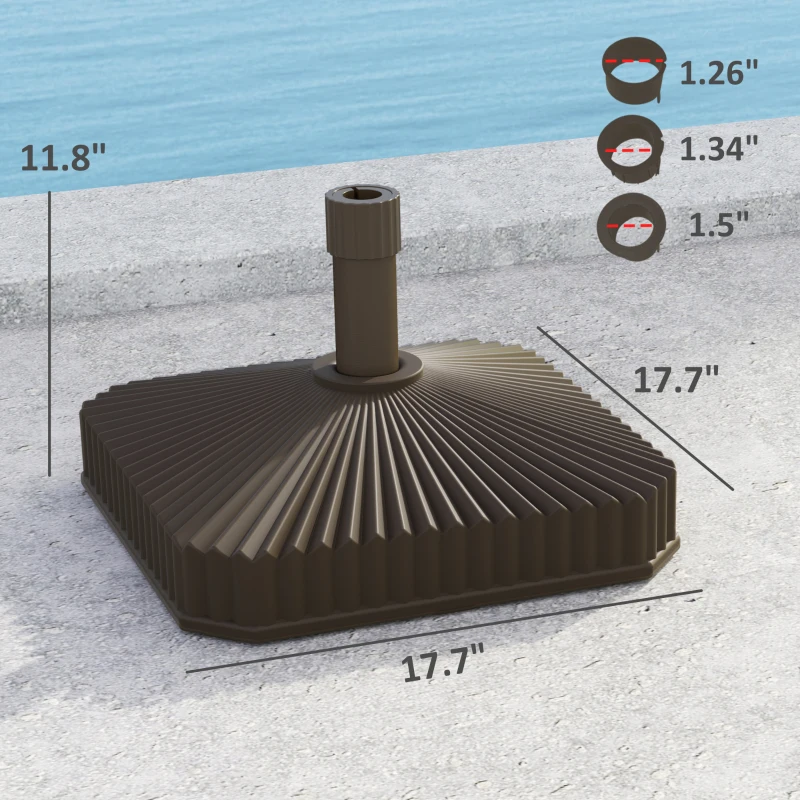 Outsunny Square Patio Umbrella Base Holder, Heavy Duty Outdoor Umbrella Stand Base, Filled Up to 42lbs with Sand or 33lbs with Water for Garden, Poolside, Brown