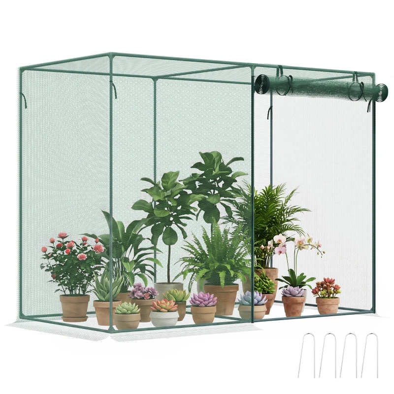 Outsunny 6.5 x 3.3ft Crop Cage, Garden Plant Protector with Single Zippered Door, Storage Bag and Ground Stakes, Green