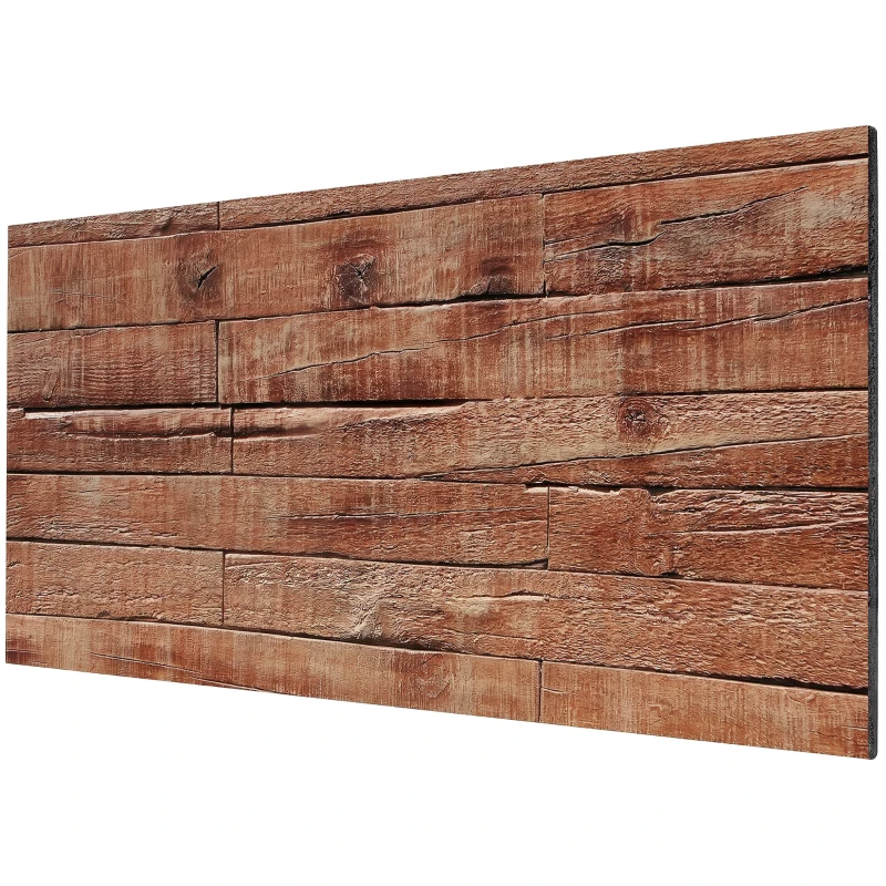 HOMCOM 8-Pack 3D Faux Wood Wall Panels, Lightweight Polyurethane Panels for Interior and Exterior Accent Walls, Brown
