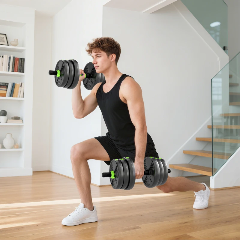 Soozier Adjustable Dumbbell Set, 3 in 1 Weights Dumbbells Set for Home Gym, 55lb Free Weights with Connector and Non-Slip Grip