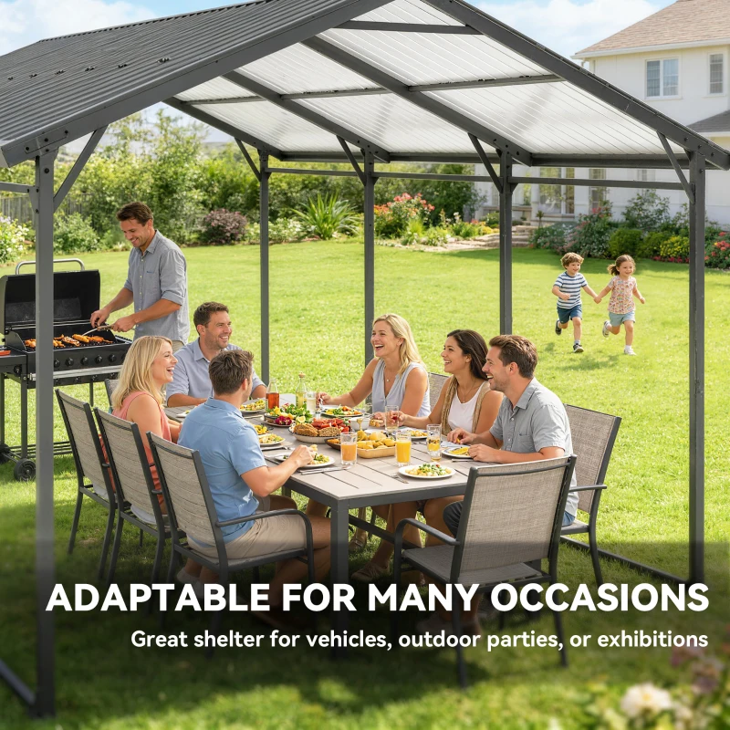 Outsunny 10 x 15ft Metal Carport, Heavy-Duty Carport Canopy with Reinforced Steel Frame & Roof, All-Weather Protection