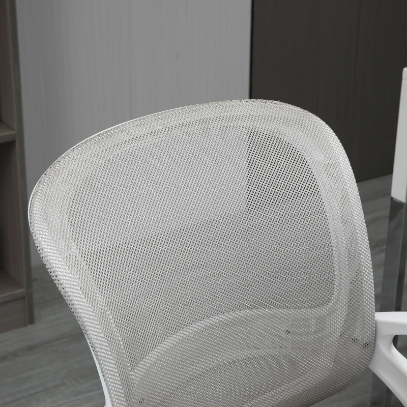 HOMCOM Swivel Mid Back Computer Desk Chair, Ergonomic Mesh Office Chair with Rocking Function, Rolling Wheels, Gray