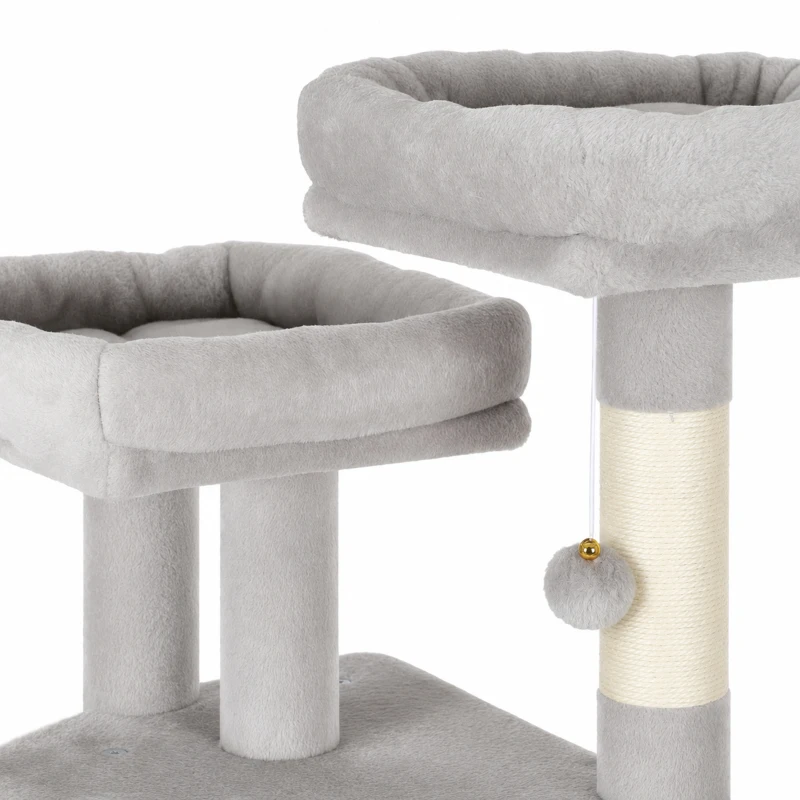 PawHut 79" Tall Cat Tree for Indoor Large Cats Adult with Split Baseboard, 2 Cat Condos, 2 Beds, 5 Sisal Scratching Posts