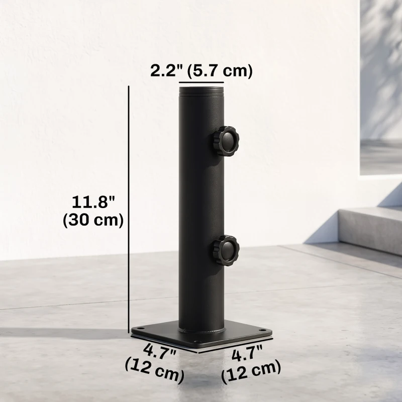 Outsunny Deck Mount Umbrella Holder, Outdoor Umbrella Base Stand for Deck, Dock, Patios Garden, Pontoon, Black