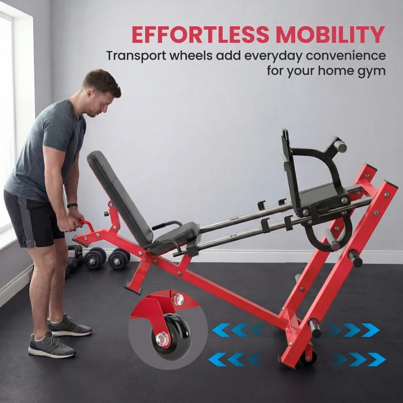 Soozier Leg Press Machine with Wheels and Calf Block, Adjustable Squat Machine for Home Gym, 1000 lbs Capacity