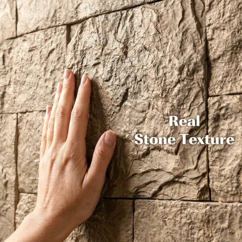 HOMCOM 8-Pack 3D Faux Stone Wall Panels, Lightweight Polyurethane Panels for Interior and Exterior Accent Walls, Beige