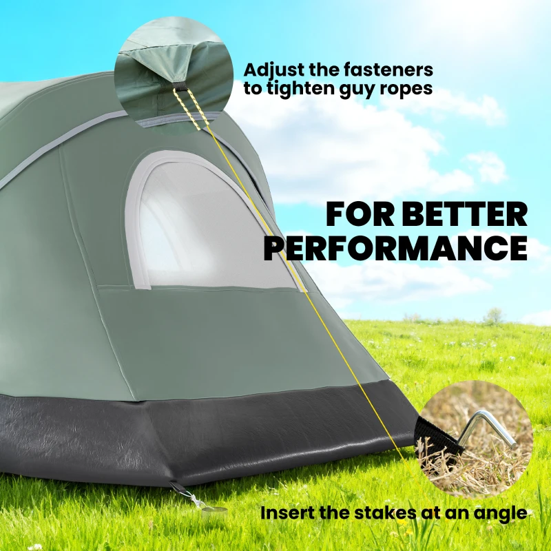 Outsunny 5 Person Family Tent, Outdoor Camping Tent with Lighting Hook, Carrying Bag for Camping, Hiking and Travelling, Green