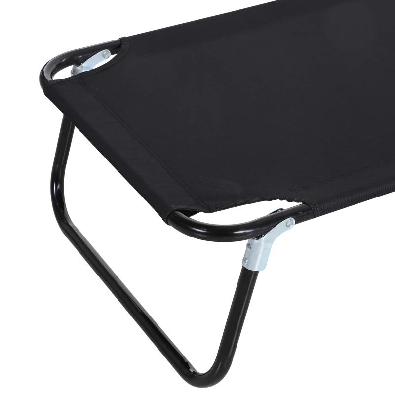 Outsunny Outdoor Folding Lounge Chair, Steel Tanning Chair with Reclining Back, Breathable Mesh for Beach, Yard, Patio, Black