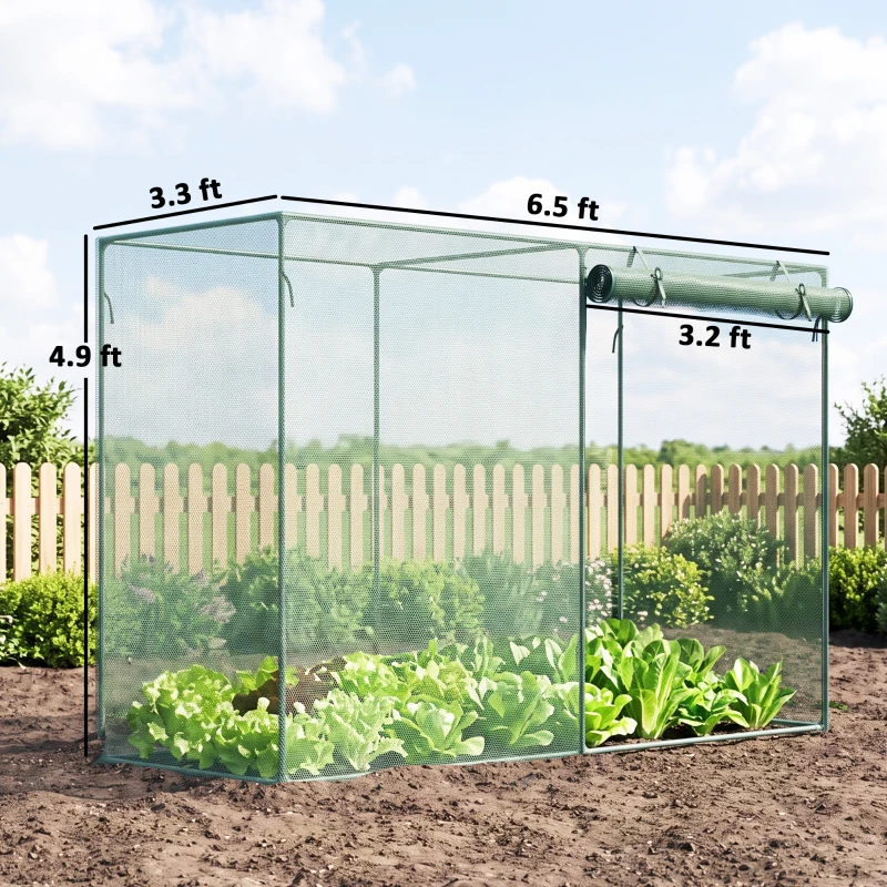 Outsunny 6 x 3ft Crop Cages for Garden, Plant Protectors from Animals, Two Zippered Doors, Storage Bag, 6 Ground Stakes, Green
